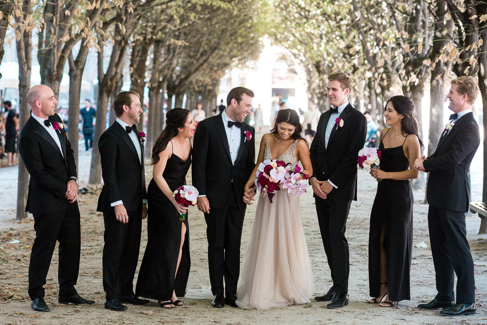 Bridal party photos in Paris