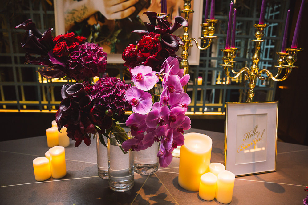 Flowers and candles for wedding decor