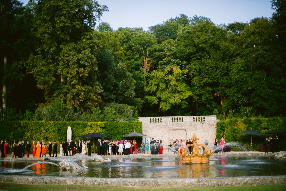 Wedding party in French chateau gardens