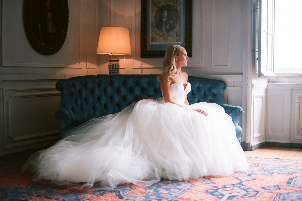 Bride getting ready for her Vaux le Vicomte wedding